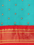 Maharani paithani saree silk blend in chintamani & red with polka butta design saree for wedding and festive wear