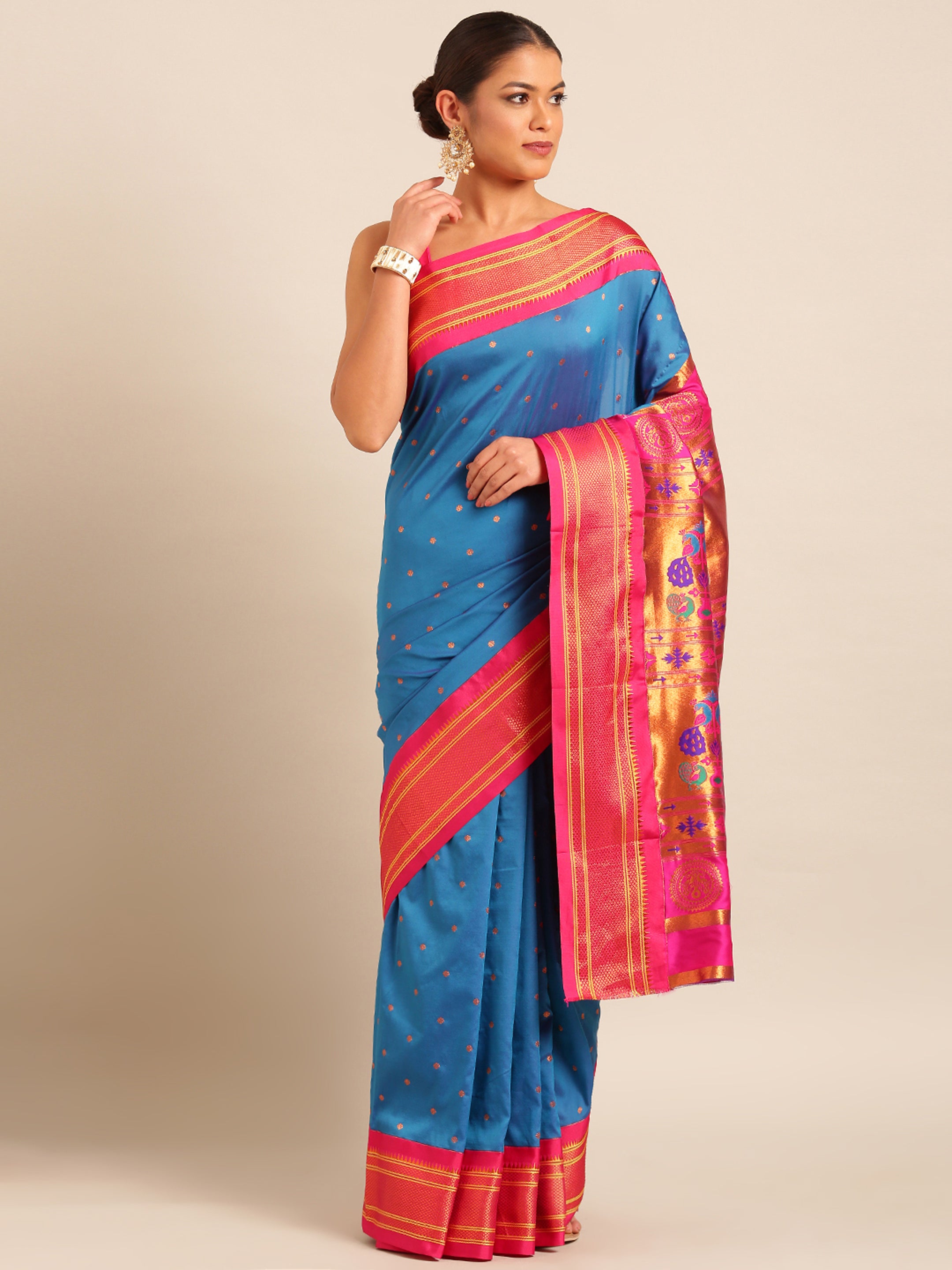 Maharani Paithani Saree Silk Blend | Polka Butta Design | Wedding Wear
