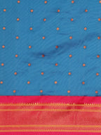 Maharani paithani saree silk blend in firozi & pink with polka butta design saree for wedding and festive wear