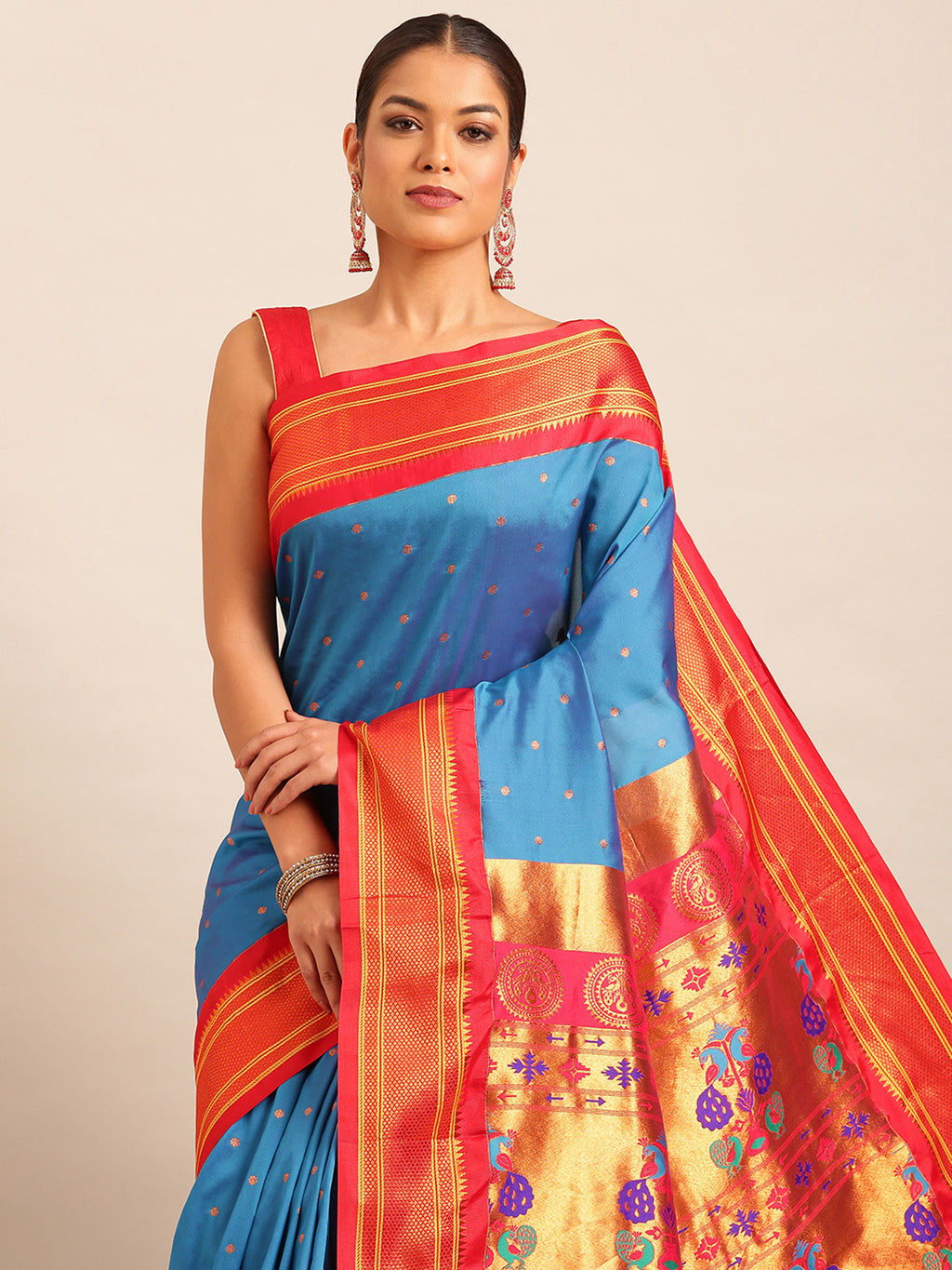 Maharani Paithani Saree Silk Blend | Polka Butta Design | Wedding Wear