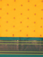 Maharani paithani saree silk blend in gold & rama with polka butta design saree for wedding and festive wear