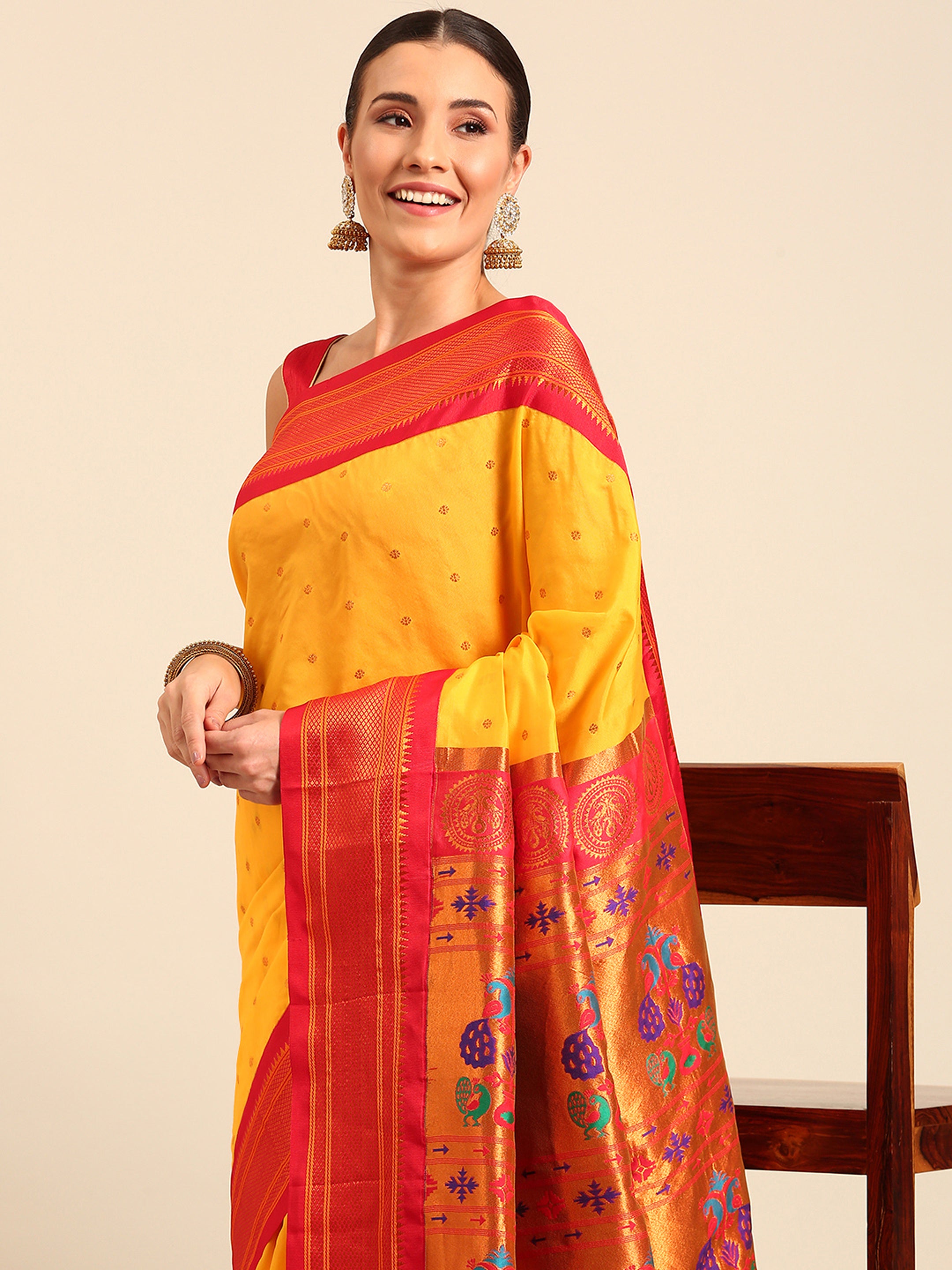 Maharani Paithani Saree Silk Blend | Polka Butta Design | Wedding Wear
