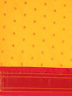 Maharani paithani saree silk blend in gold & red with polka butta design saree for wedding and festive wear
