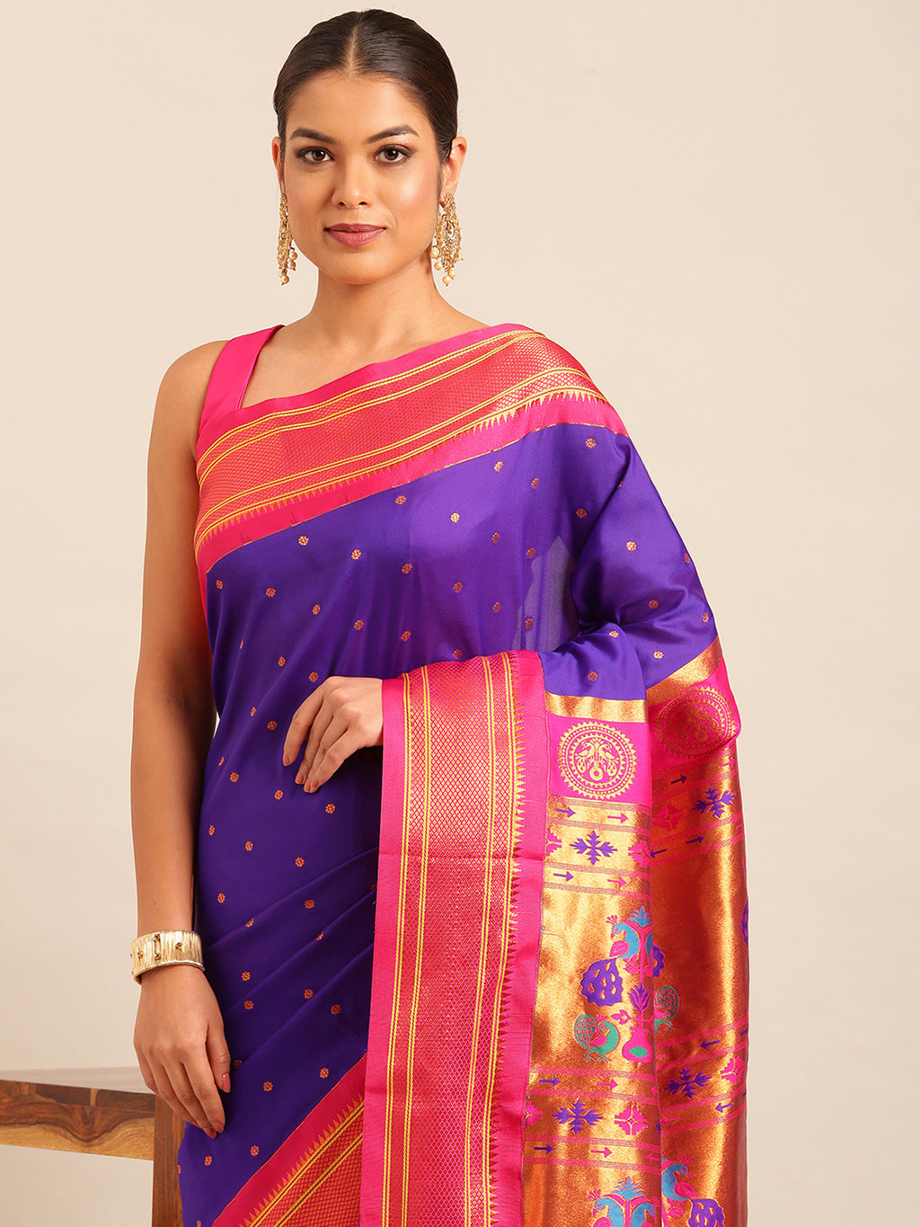 Maharani Paithani Saree Silk Blend | Polka Butta Design | Wedding Wear