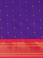 Maharani paithani saree silk blend in indigo blue & pink with polka butta design saree for wedding and festive wear