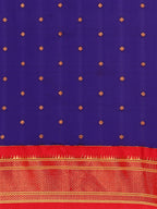 Maharani paithani saree silk blend in indigo blue & red with polka butta design saree for wedding and festive wear