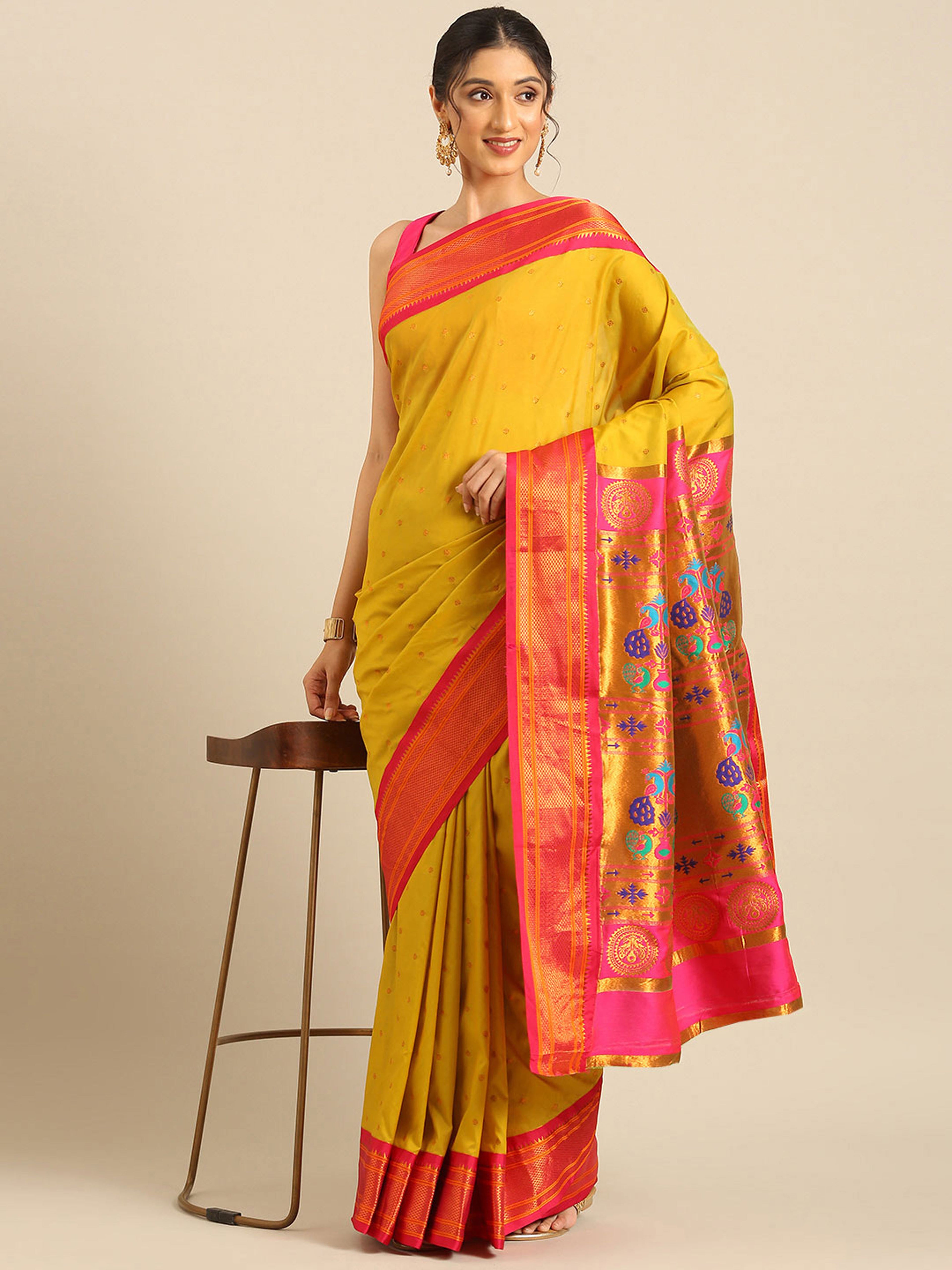 Maharani Paithani Saree Silk Blend | Polka Butta Design | Wedding Wear