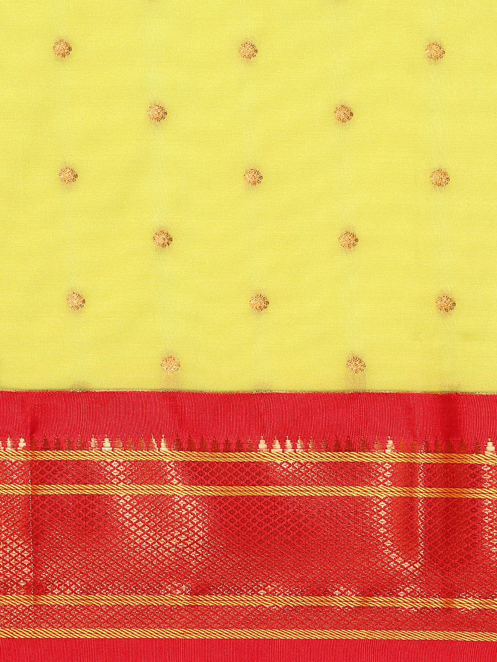 Maharani paithani saree silk blend in popati & red with polka butta design saree for wedding and festive wear