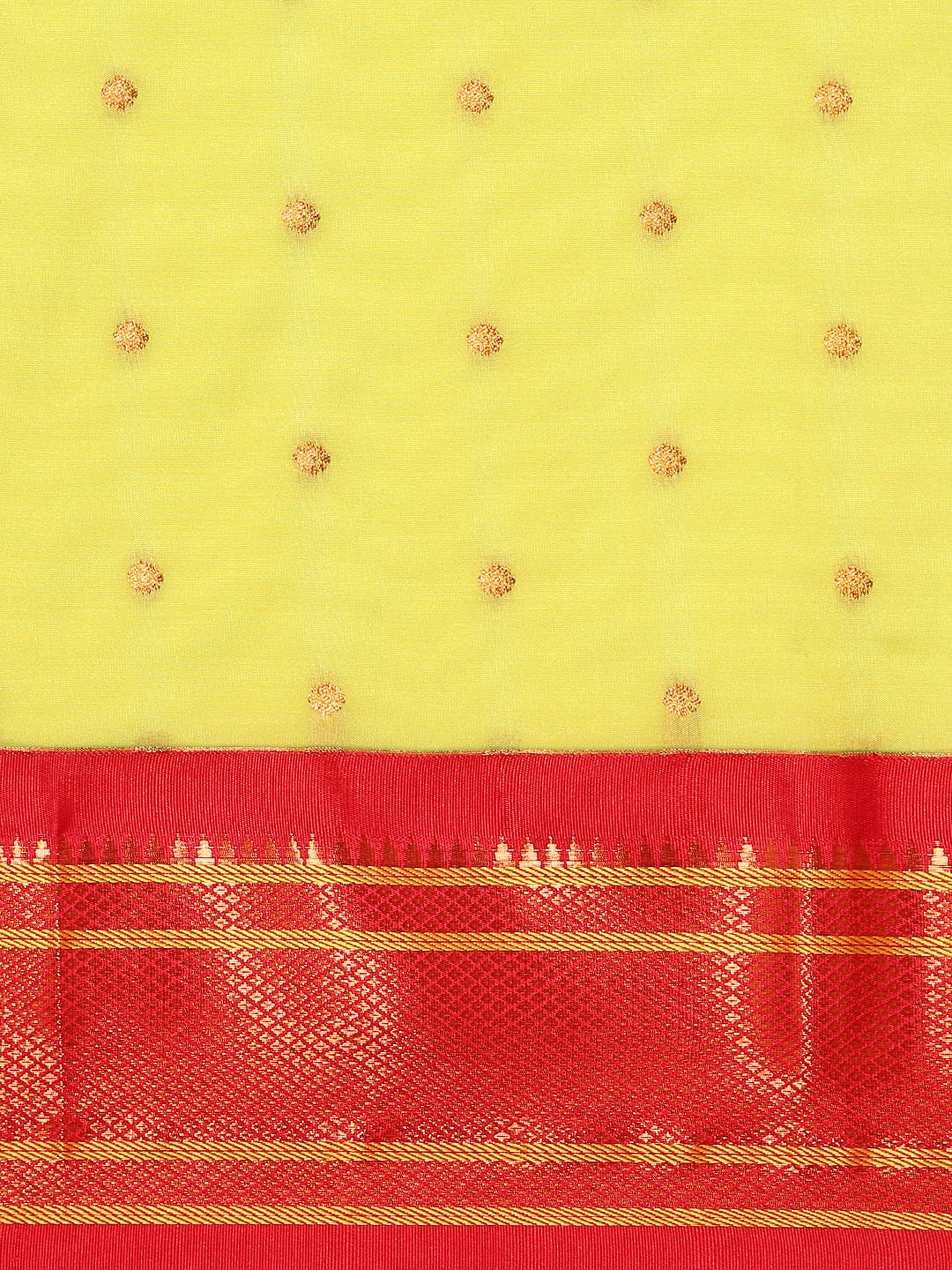 Maharani paithani saree silk blend in popati & red with polka butta design saree for wedding and festive wear