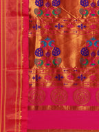 Maharani paithani saree silk blend in purple & pink with polka butta design with peacock motifs pallu
