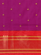 Maharani paithani saree silk blend in purple & red with polka butta design saree for wedding and festive wear