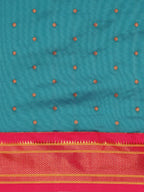 Maharani paithani saree silk blend in & rama green & pink with polka butta design saree for wedding and festive wear