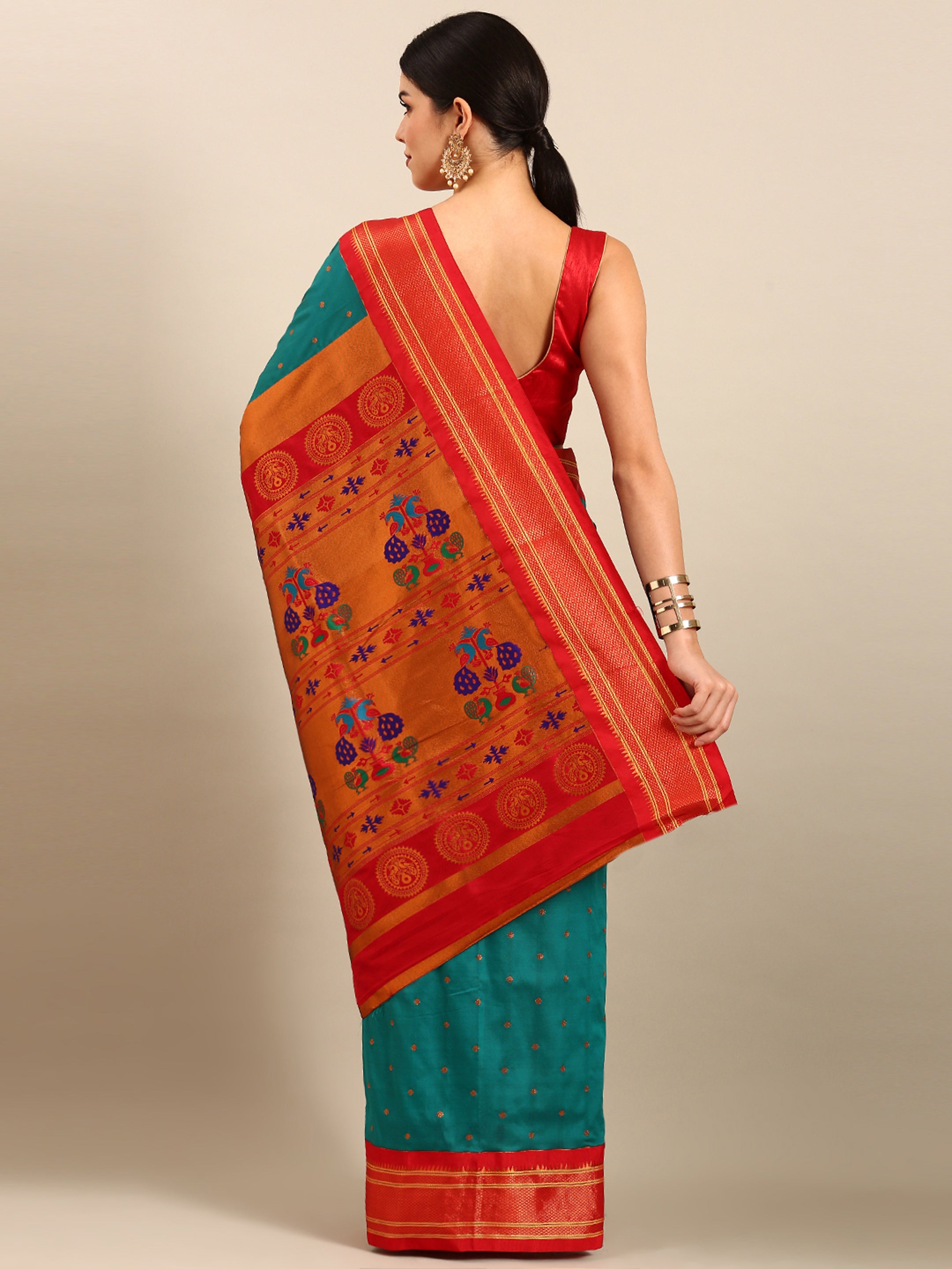 Maharani Paithani Saree Silk Blend | Polka Butta Design | Wedding Wear