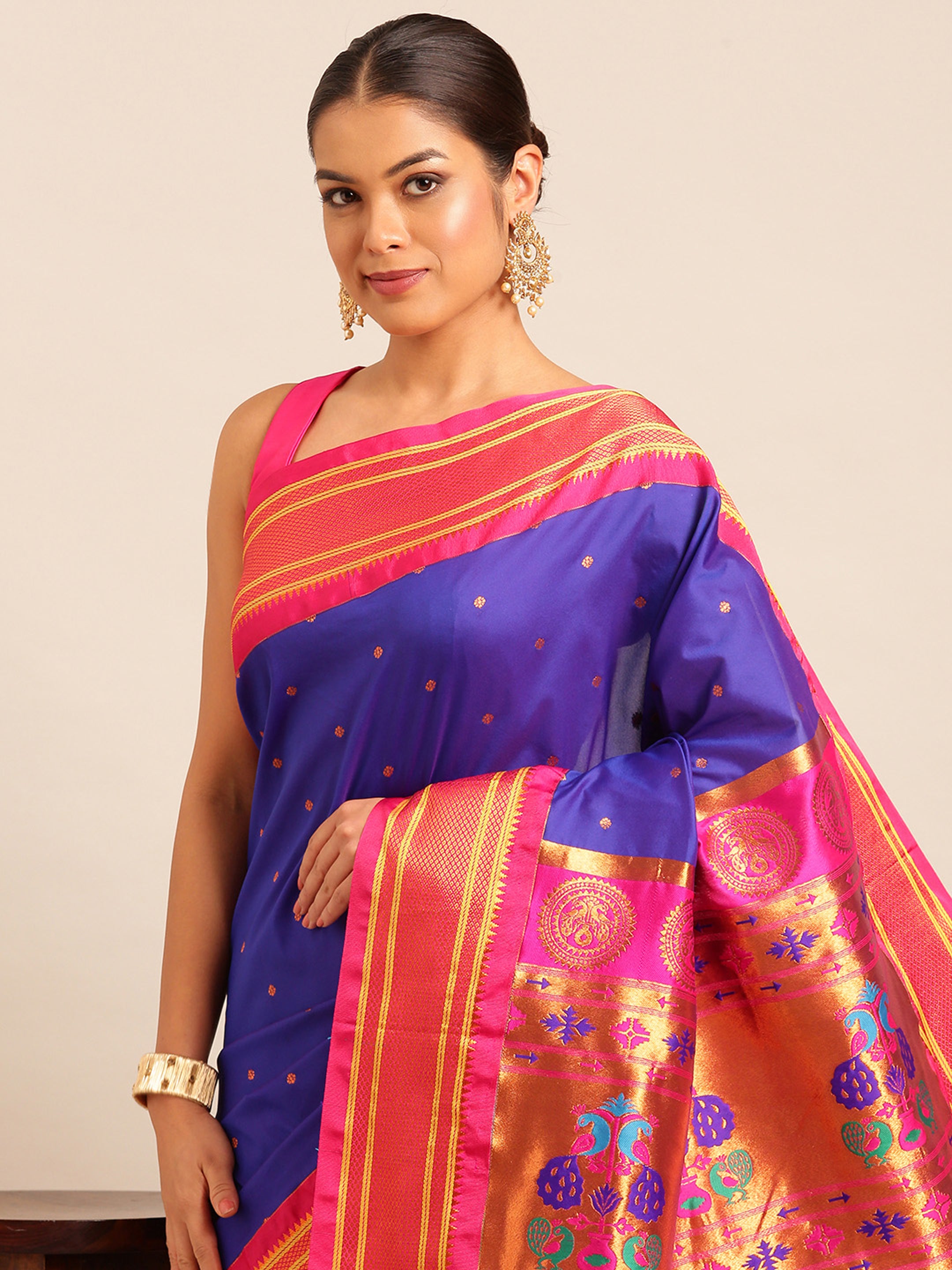 Maharani Paithani Saree Silk Blend | Polka Butta Design | Wedding Wear