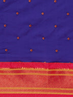 Maharani paithani saree silk blend in royal blue & pink with polka butta design saree for wedding and festive wear