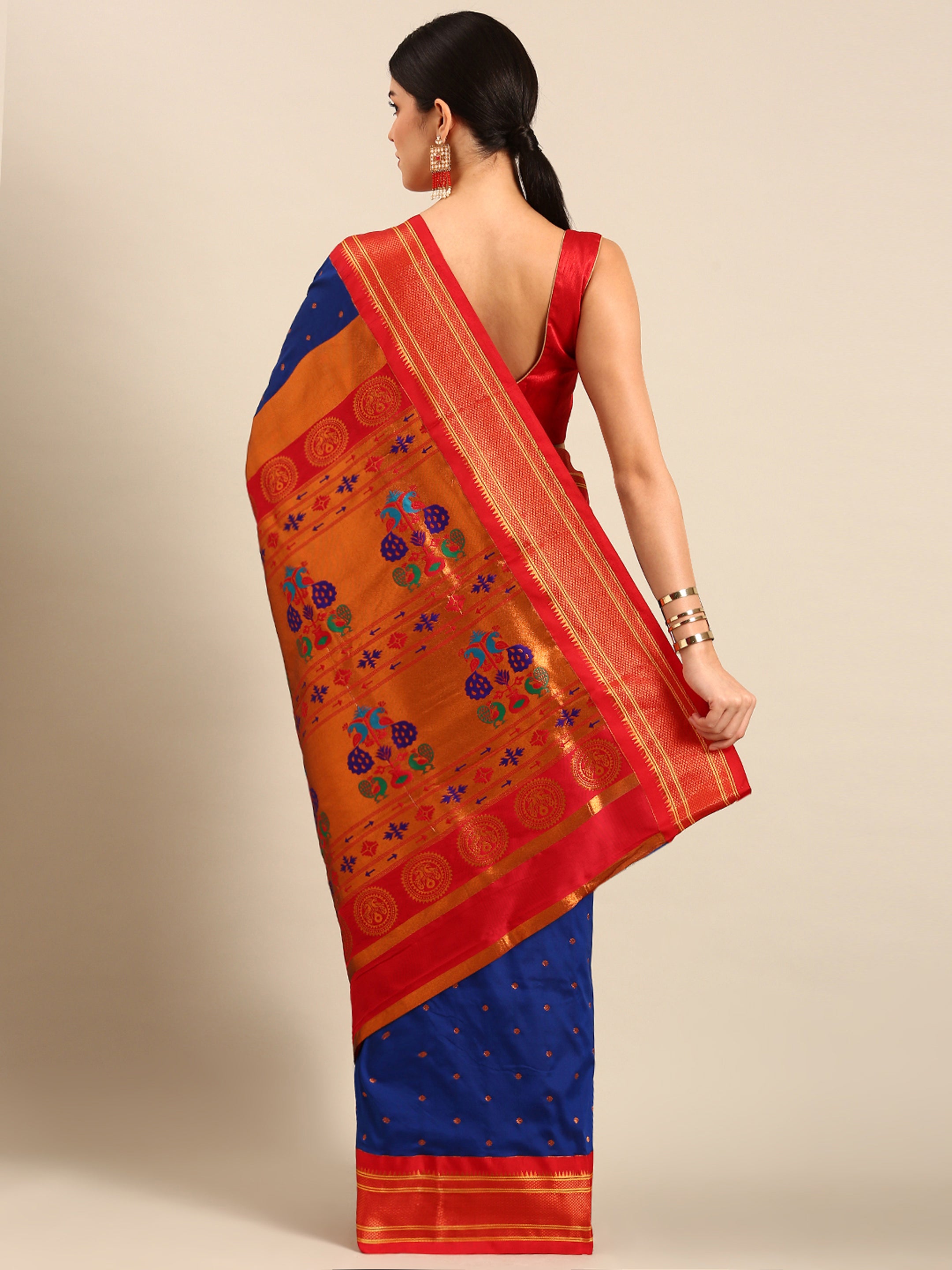 Maharani Paithani Saree Silk Blend | Polka Butta Design | Wedding Wear