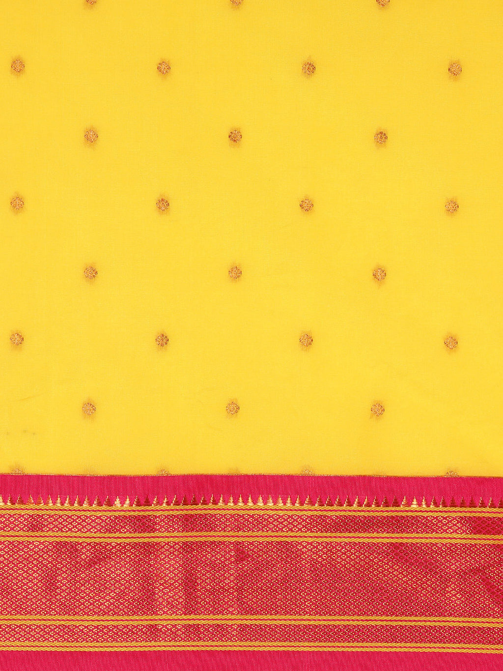 Maharani paithani saree silk blend in yellow & pink with polka butta design saree for wedding and festive wear