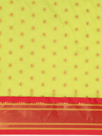 Double pallu paithani saree silk blend in popati and red with chakra phool meena butti - body fabric detail showing motif design for party wear