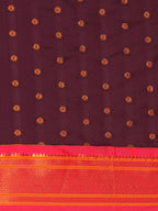 Double pallu paithani saree silk blend in wine and pink with chakra phool meena butti - body fabric detail showing motif design for party wear