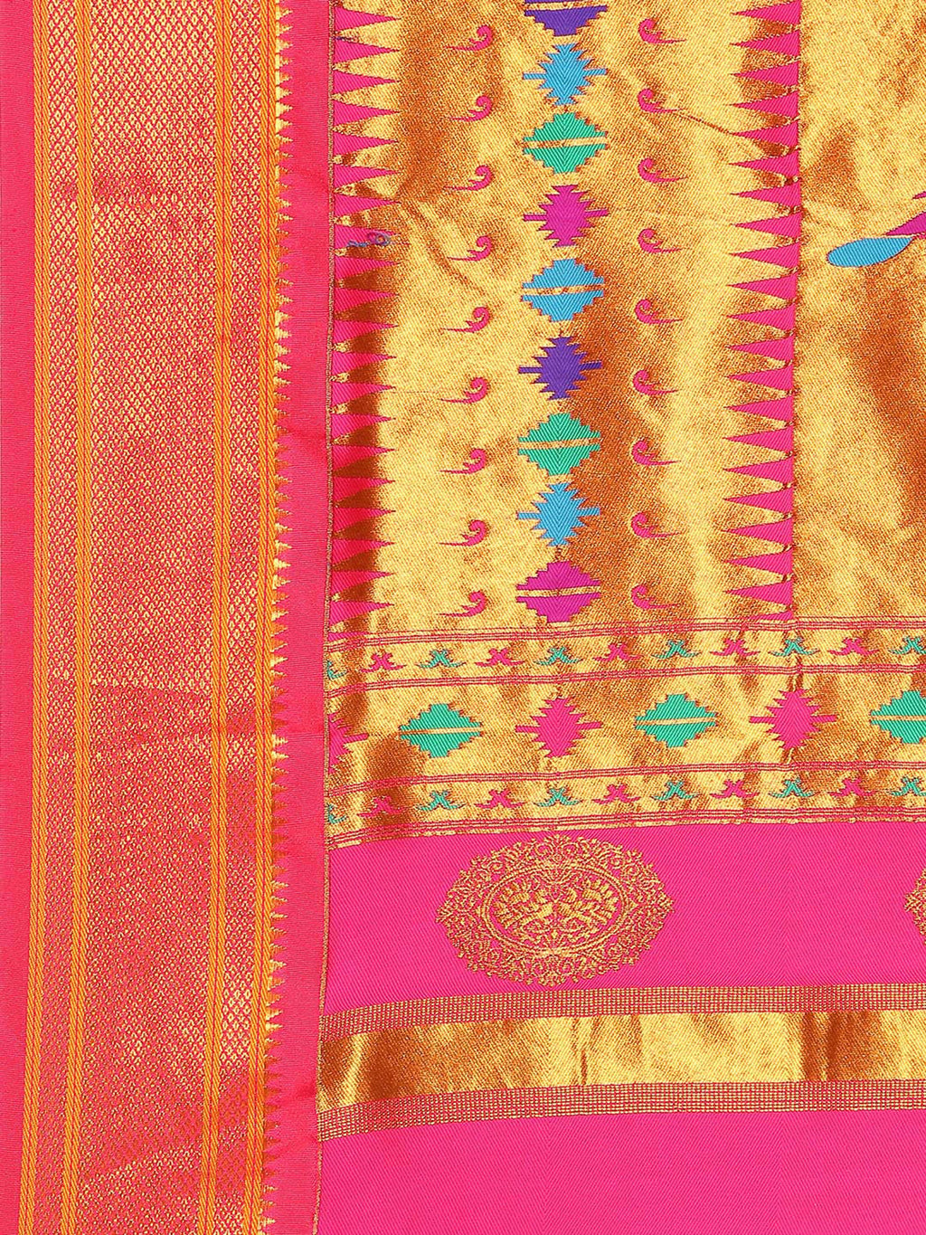 Double Pallu Paithani Saree Silk Blend | Zari Star Butti | Wedding Wear