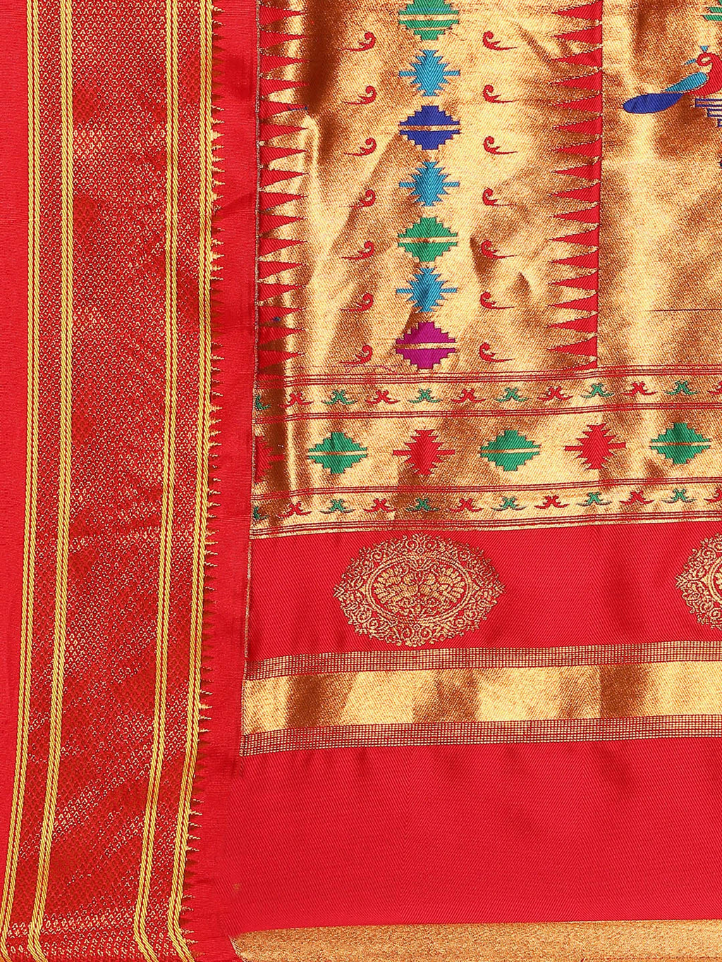 Double Pallu Paithani Saree Silk Blend | Zari Star Butti | Wedding Wear