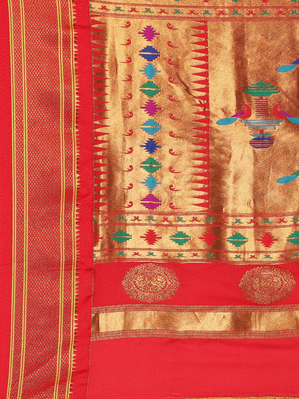 Double Pallu Paithani Saree Silk Blend | Zari Star Butti | Wedding Wear