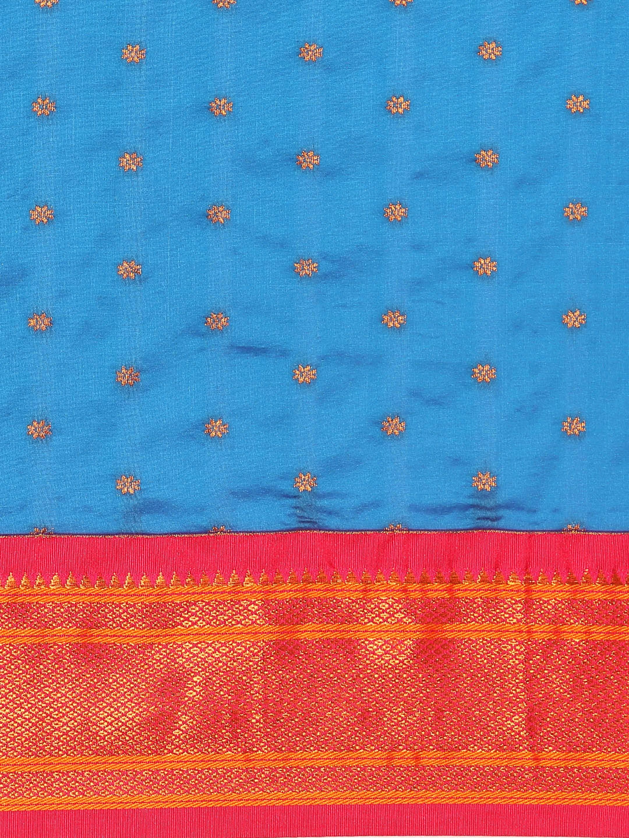 Double Pallu Paithani Saree Silk Blend | Zari Star Butti | Wedding Wear