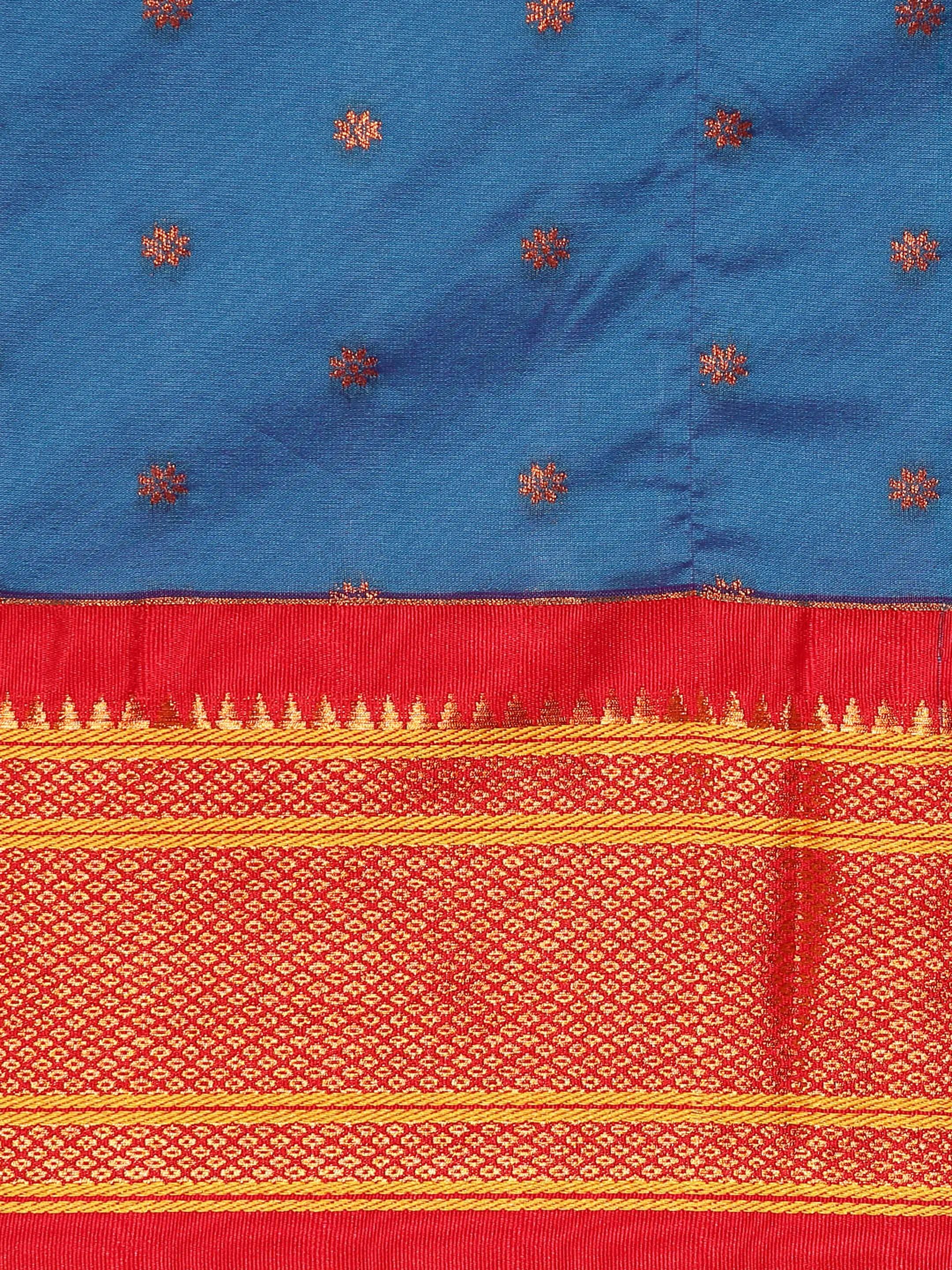 Double Pallu Paithani Saree Silk Blend | Zari Star Butti | Wedding Wear