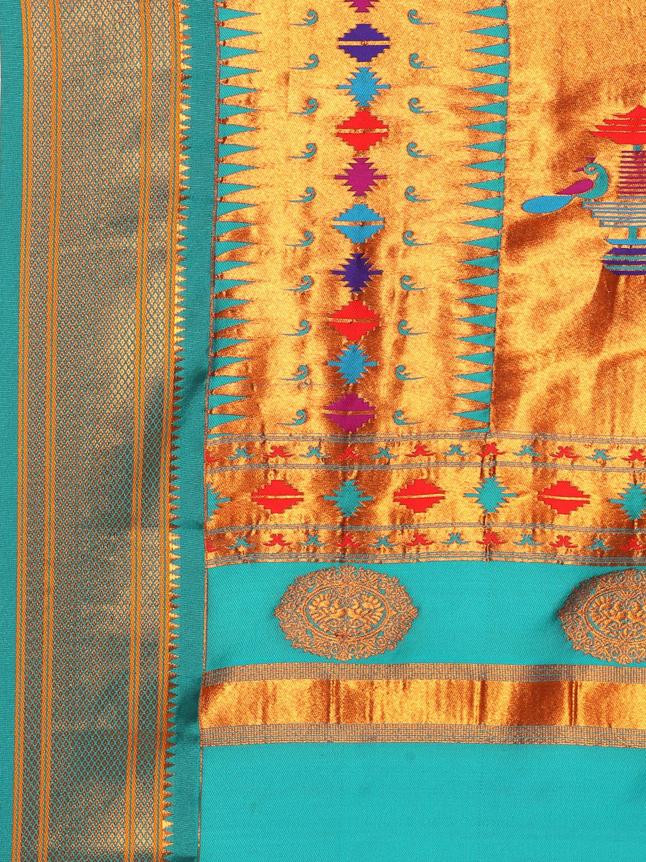 Double Pallu Paithani Saree Silk Blend | Zari Star Butti | Wedding Wear