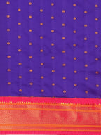 Double pallu paithani saree silk blend in indigo blue and pink with zari star butti - body fabric detail showing motif design for wedding wear