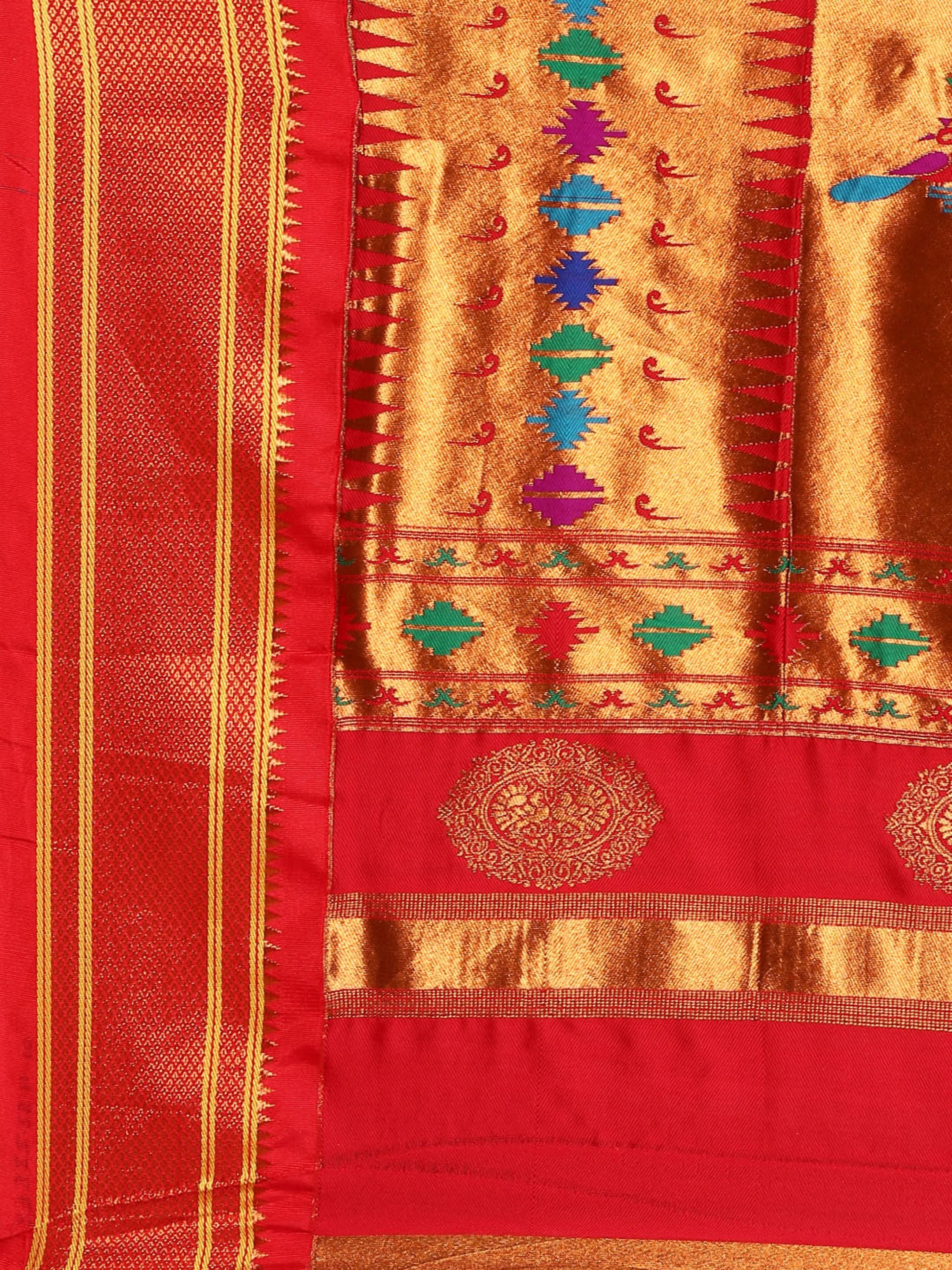 Double Pallu Paithani Saree Silk Blend | Zari Star Butti | Wedding Wear