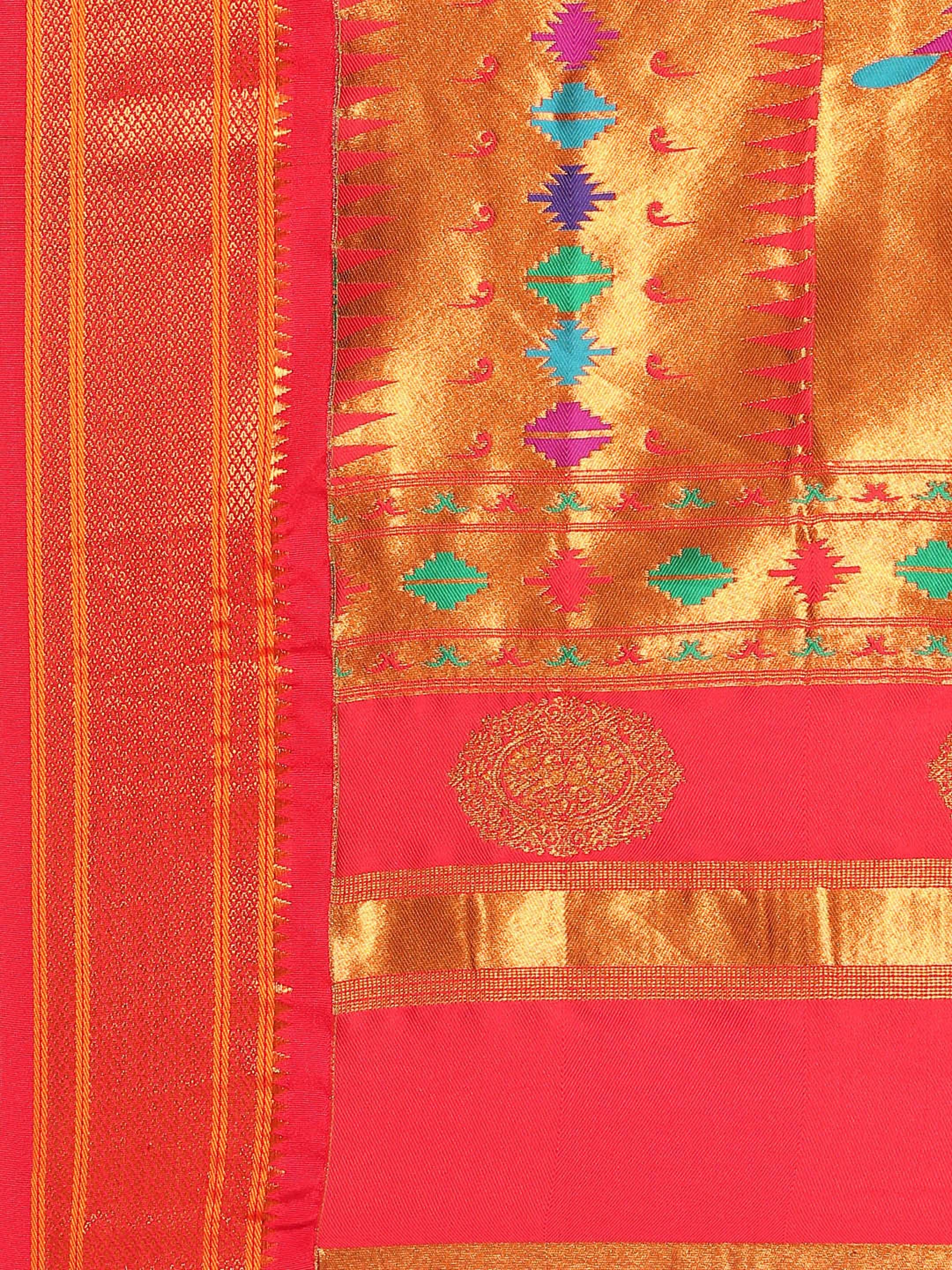 Double Pallu Paithani Saree Silk Blend | Zari Star Butti | Wedding Wear