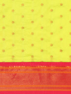 Double pallu paithani saree silk blend in popati and pink with zari star butti - body fabric detail showing motif design for wedding wear