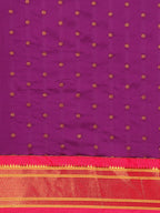 Double pallu paithani saree silk blend in purple and pink with zari star butti - body fabric detail showing motif design for wedding wear
