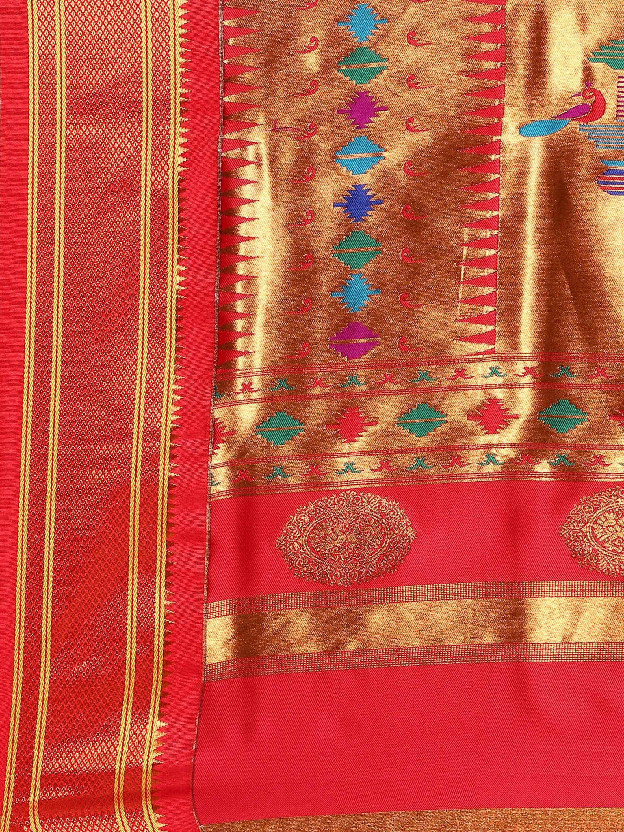 Double Pallu Paithani Saree Silk Blend | Zari Star Butti | Wedding Wear