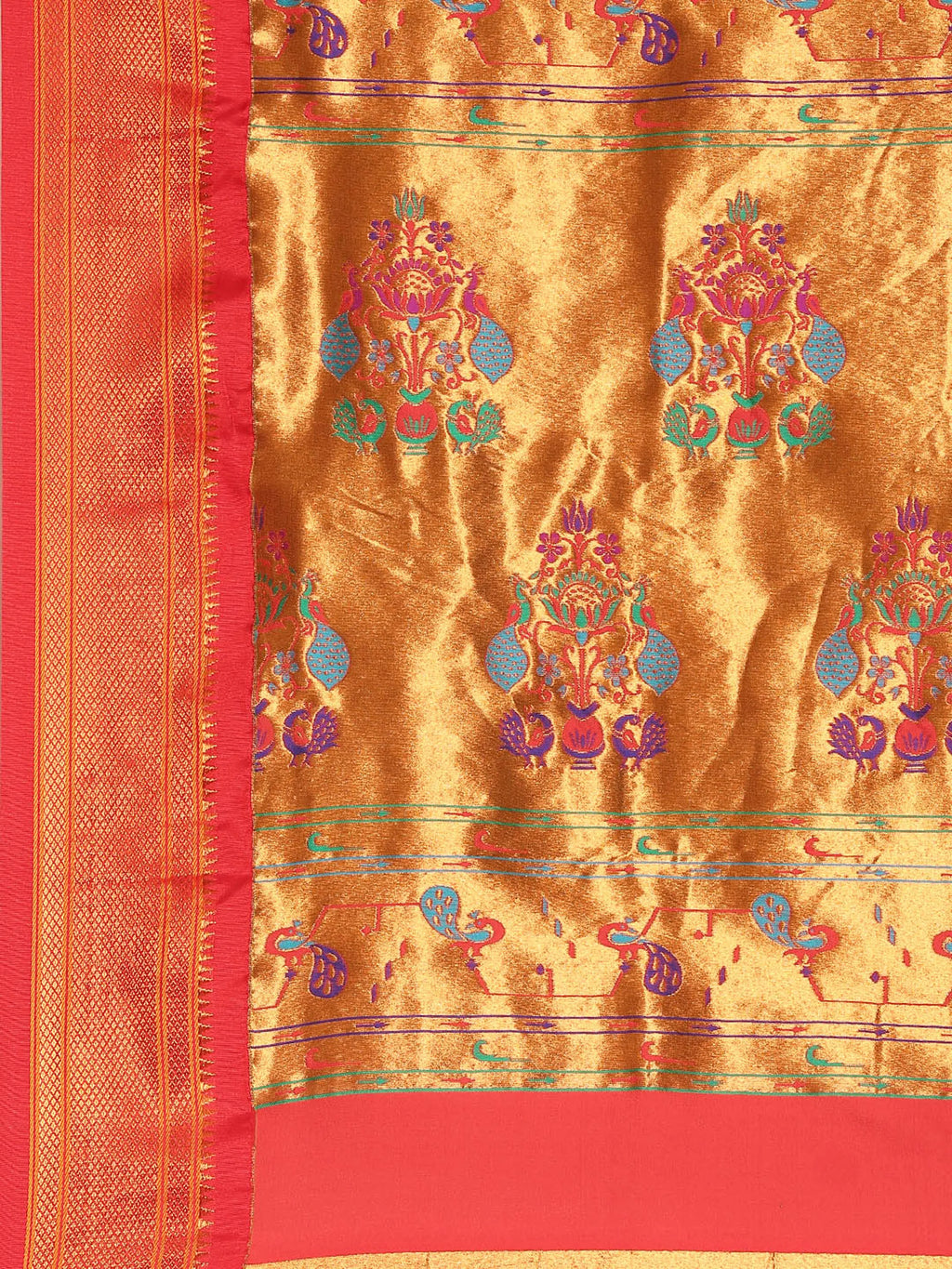 Silk Blend Muniya Paithani Saree – Muniya & Flower Meena Butti with Peacock & Muniya Pallu | Wedding Wear