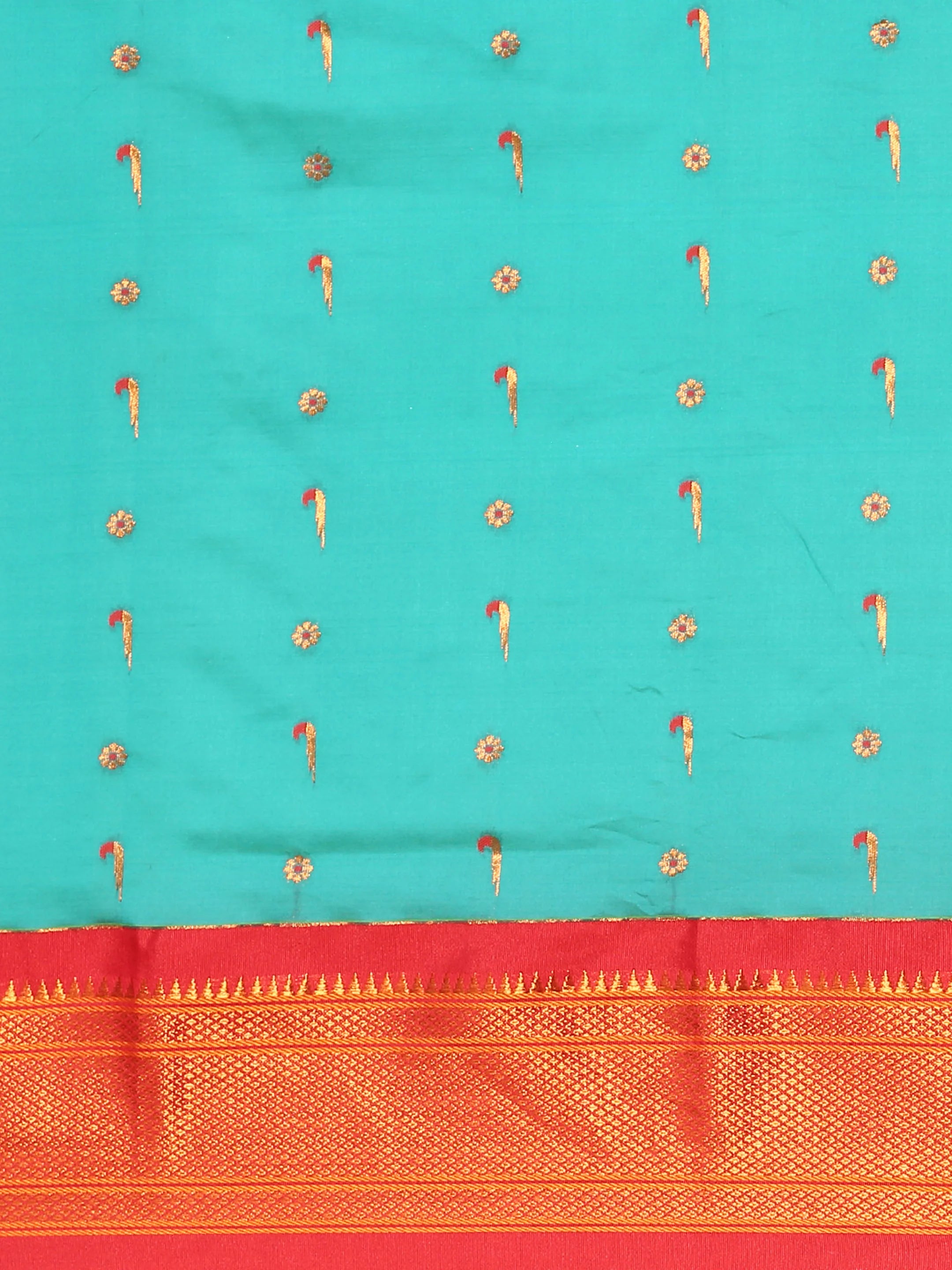 Silk Blend Muniya Paithani Saree – Muniya & Flower Meena Butti with Peacock & Muniya Pallu | Wedding Wear