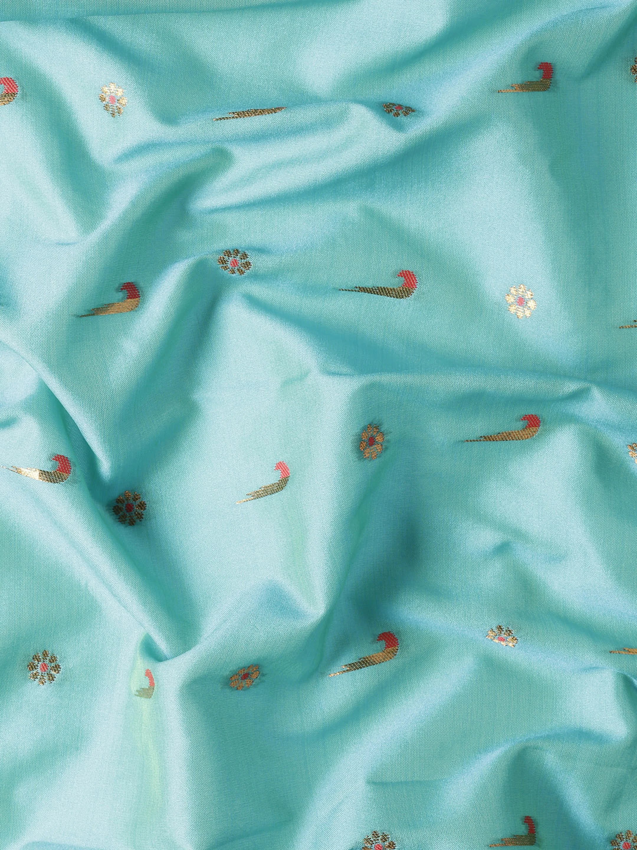 Silk Blend Muniya Paithani Saree – Muniya & Flower Meena Butti with Peacock & Muniya Pallu | Wedding Wear
