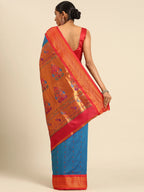 Silk Blend Muniya Paithani Saree – Muniya & Flower Meena Butti with Peacock & Muniya Pallu | Wedding Wear