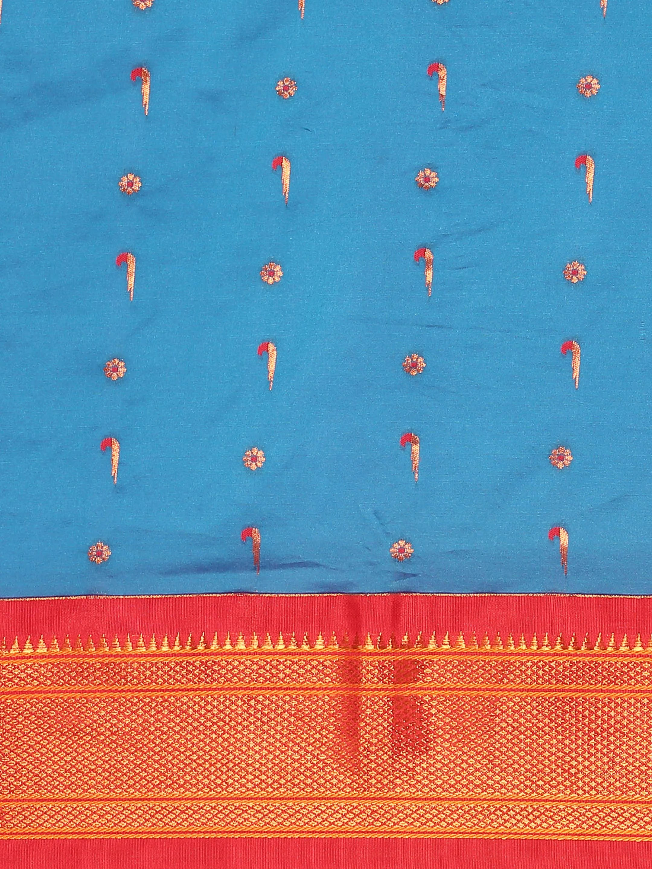 Silk Blend Muniya Paithani Saree – Muniya & Flower Meena Butti with Peacock & Muniya Pallu | Wedding Wear