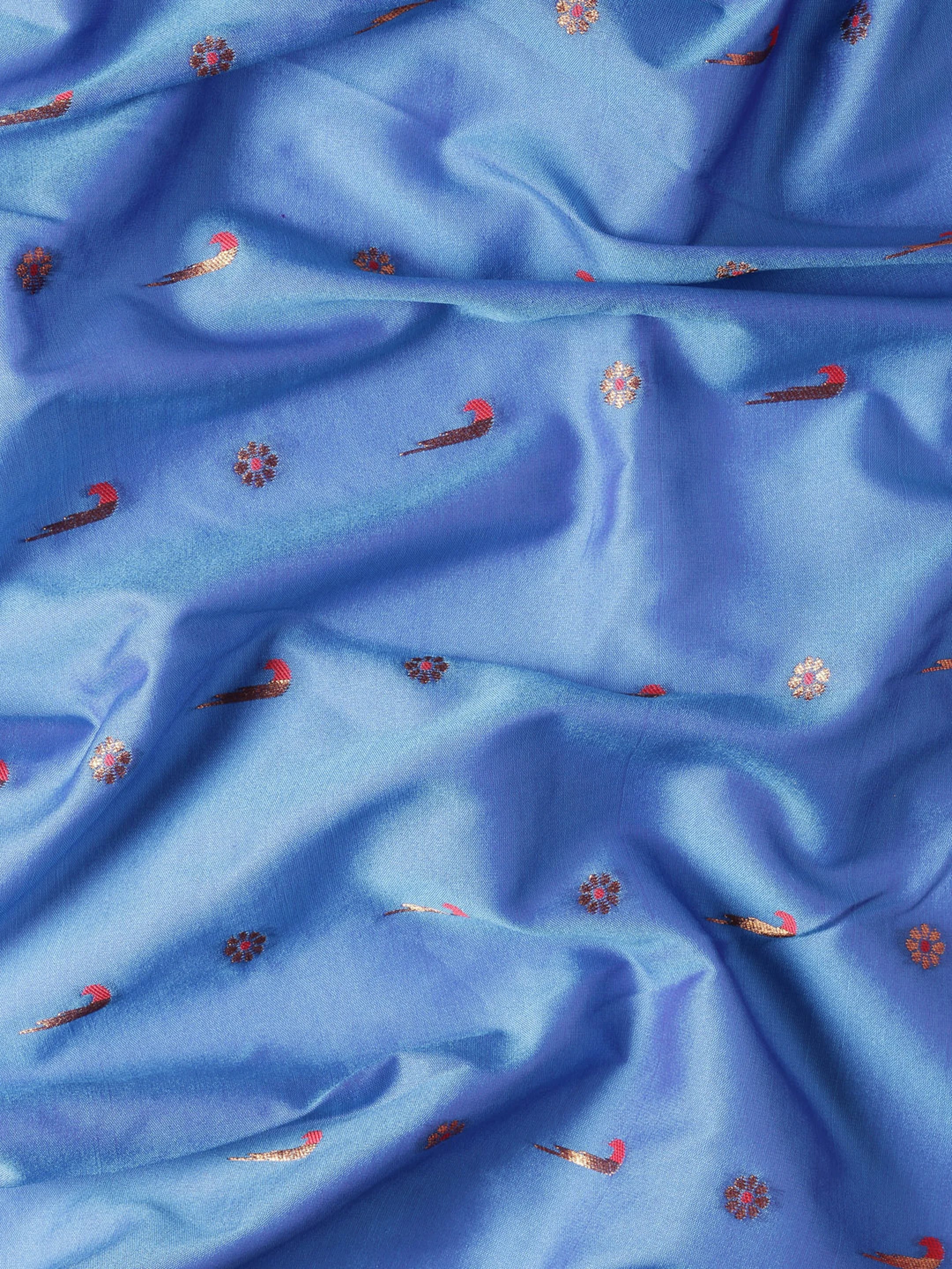 Silk Blend Muniya Paithani Saree – Muniya & Flower Meena Butti with Peacock & Muniya Pallu | Wedding Wear