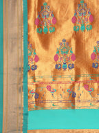 Silk Blend Muniya Paithani Saree – Muniya & Flower Meena Butti with Peacock & Muniya Pallu | Wedding Wear