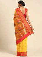Silk Blend Muniya Paithani Saree – Muniya & Flower Meena Butti with Peacock & Muniya Pallu | Wedding Wear