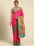 Silk Blend Muniya Paithani Saree – Muniya & Flower Meena Butti with Peacock & Muniya Pallu | Wedding Wear