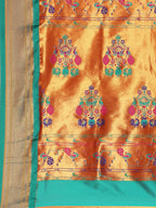 Silk Blend Muniya Paithani Saree – Muniya & Flower Meena Butti with Peacock & Muniya Pallu | Wedding Wear
