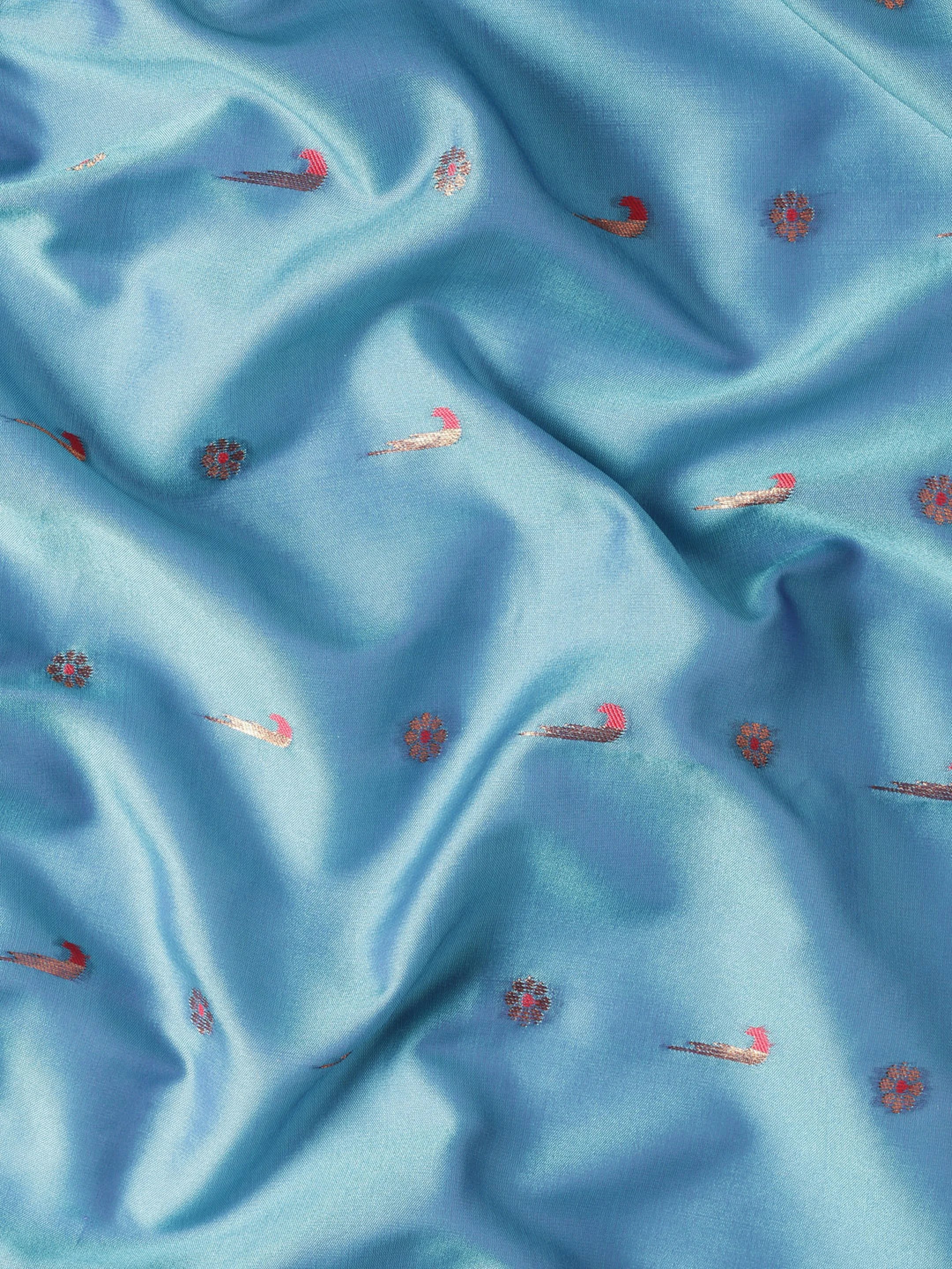 Silk Blend Muniya Paithani Saree – Muniya & Flower Meena Butti with Peacock & Muniya Pallu | Wedding Wear