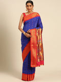Silk Blend Muniya Paithani Saree – Muniya & Flower Meena Butti with Peacock & Muniya Pallu | Wedding Wear