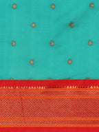 Border detail of Maharani Nauvari Paithani saree silk blend 9 yard Kashta saree in chintamani and red with zari kath design