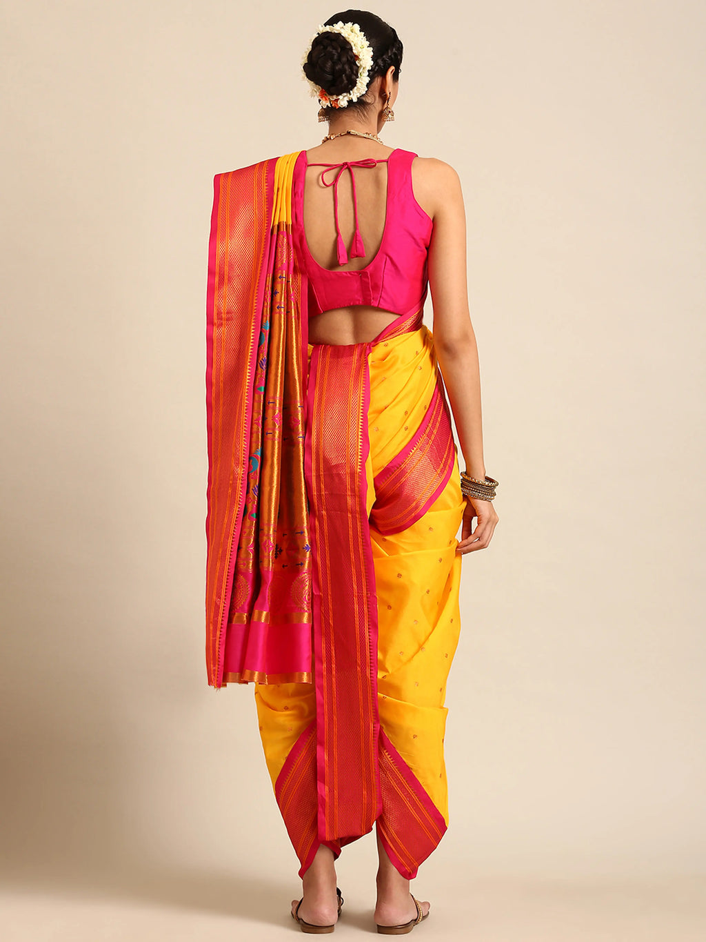Maharani Nauvari Paithani Saree Silk Blend | 9 Yard Kashta Saree | Wedding Wear