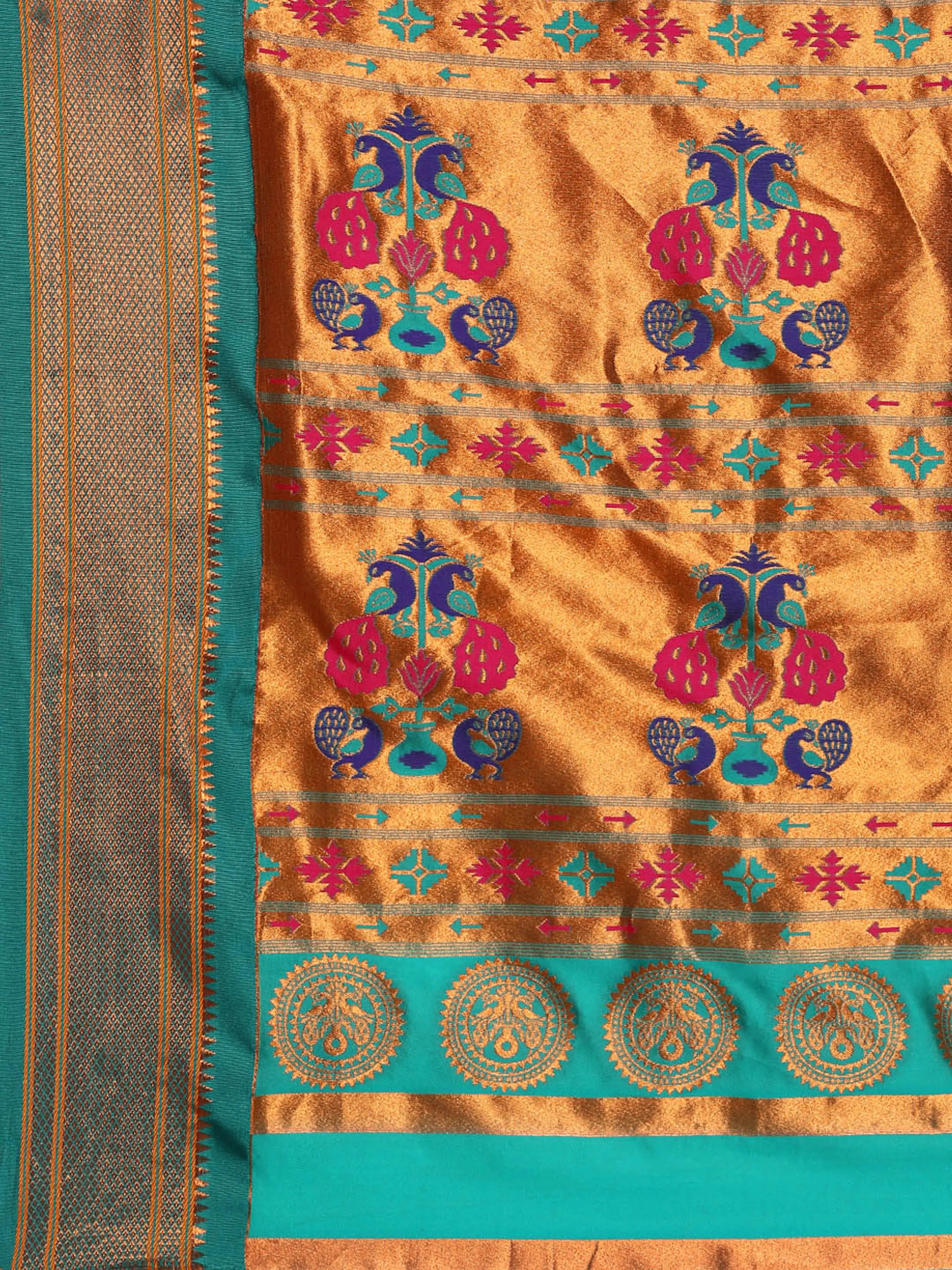 Maharani Nauvari Paithani Saree Silk Blend | 9 Yard Kashta Saree | Wedding Wear